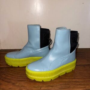 Fenty by Puma Women's Blue and Yellow Platform Boots